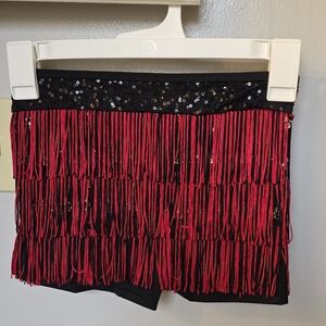 Balera Black and Red Fringe Dance Shorts